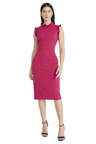 Image of Maggy London Womens Ruffle Neck and Armhole Sheath Dress