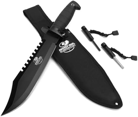 Mossy Oak fifteen inch survival knife with sharpener and fire starter