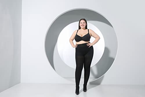 Moochi 2 Pairs Women's Plus Size Opaque Tights Black Large/Queen 0X/00X #TOP6