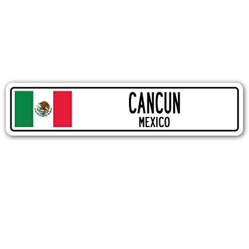 Cancun, Mexico Street Sign Mexican Flag City Country Road Wall Gift #TOP20
