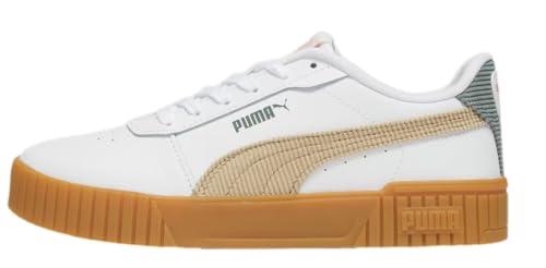 PUMA Womens Carina 2.0 Corduroy Lace Up Sneakers Shoes Casual - White