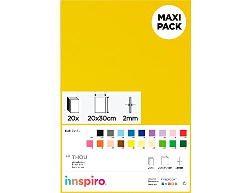 INNSPIRO EVA-Gummi, hellgelb, 20 x 30 cm x 2 mm, 20 Stück, häufig verwendetes Material für Handwerk und Dekoration