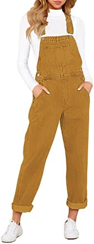 luvamia Women's Casual Stretch Adjustable Denim Bib Overalls Jeans Pants Jumpsuits