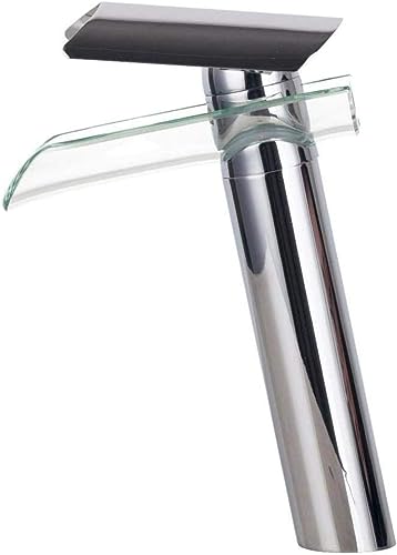 Robinet cascade verre TYKHGFS mitigeur sur pont finition chrome brillant