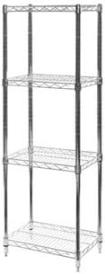 Shelving Inc. 12" d x 18" w x 54" h Chrome Wire Shelving with 4 Tier Shelves, Weight Capacity 800lbs Per Shelf