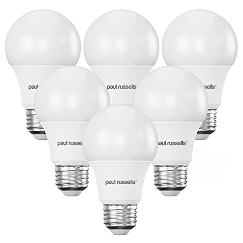 paul russells LED GLS Light Edison Screw ES, 50w Equivalent, 8W 600LM LED Bulbs, 4000K Cool White Lamps