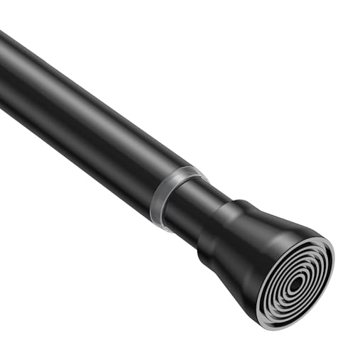 QINGYUN Spring Tension Curtain Rod 30 to 64 Inch, Adjustable Curtain Rods No Drilling Spring Loaded Curtain Rods for Windows Doors Kitchen Closet, Black