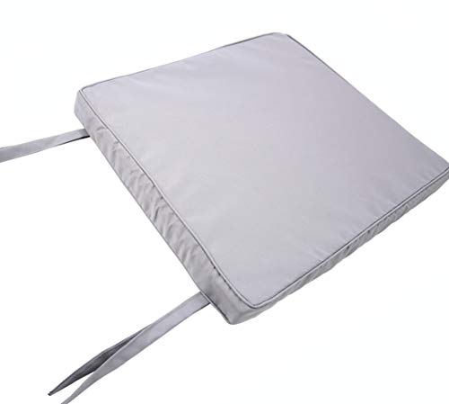 iStyle Mode Set Of 2 - Water Resistant Chair Cushions With Ties Seat Pads Cushion Pad For Indoors Outdoors Patio Garden Foam Cushion Pad - (Pack Of 2) (50x44x4cm, Light Grey)
