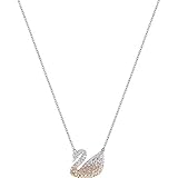SWAROVSKI Crystal Authentic Iconic Multi-Colored Swan Pendant Rhodium Plated Necklace - Fancy Diamond Accessory for Women