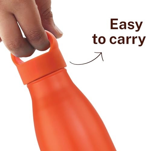 Image of Sizzle Modern Stainless Steel Water Bottle 700 ML Kids & Adults - Lightweight, Single Walled, Leakproof Water Bottle | For School, Office, Gym | Orange (Pack of 1)