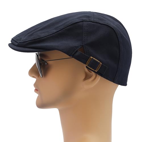 Image of ZLYC Men Cotton Flat Cap Summer Scally Ivy Gatsby Newsboy Beret Driver Cabbie Hunting Hat