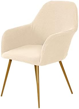 SXITOWH Set of 1 Stretch Jacquard Curved Back Modern Dining Chair Slipcovers Chair Covers for Dining Room Chair Cover Armchair Slipcovers Reusable Chair Protector Slipcovers (Beige, Set of 1)