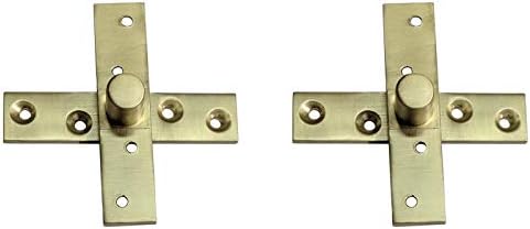 Adonai Hardware Azekah 360 Degree Rotation Brass Pivot Hinge (3.80", Satin Brass - Central Axis) (Supplied as 2 Pieces per Pack)