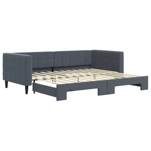 vidaXL Tagesbett, Sofabett Ausziehbar, Gästebett Schlafsofa für Schlafzimmer Wohnzimmer, Ausziehbett Sofa Bettsofa, Modernes Design, Dunkelgrau 90x200cm Samt