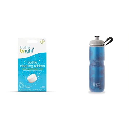 Bottle Bright 1Pk (12 Tablets) - Clean Stainless Steel, Reserviors, And Reusable Water Bottles & Sports Insulated - Leak Proof Water Bottles, Keep Water Cooler 2X Longer,Fly Dye - Electric Blue, 24 Oz #TOP11