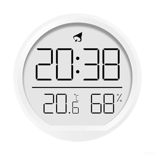 Multifunktionaler digitaler Wecker mit Hygrometer und Thermometer, Anzeige der wichtigsten Informationen, Zeit, Luftfeuchtigkeit und Temperatur, für den Heimgebrauch (weiß)