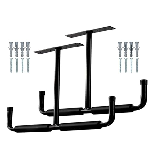 Überkopf-Garagen-Aufbewahrungsregal – T-förmiges Garagen-Überkopfhaken-Set | Leiter & Aufhänger, Garagenaufbewahrungssystem Haken für Überkopf-Deckenmontage