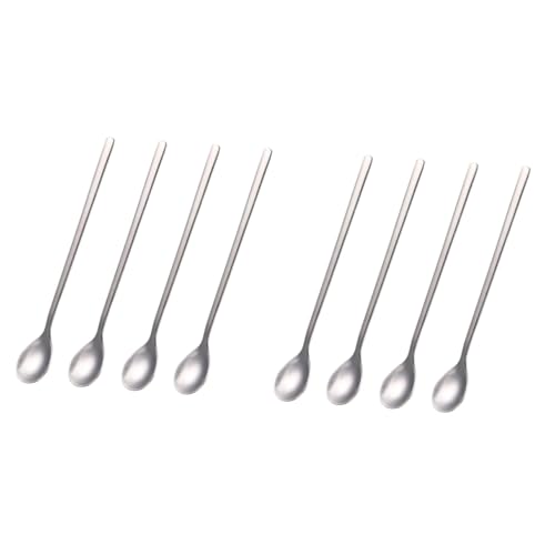 COLLBATH 2sets 6-piece Flat Edge Dessert Spoons Mini Demitasse Utensils Stainless Steel for Restaurant Hotel Home Kitchen Camping 4pcs*2