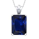 [Gem Stone King] 17.53カラット シンセティック サファイア ネックレス レディース 天然 トパーズ シルバー925 9月 誕生石 誕生日プレゼント