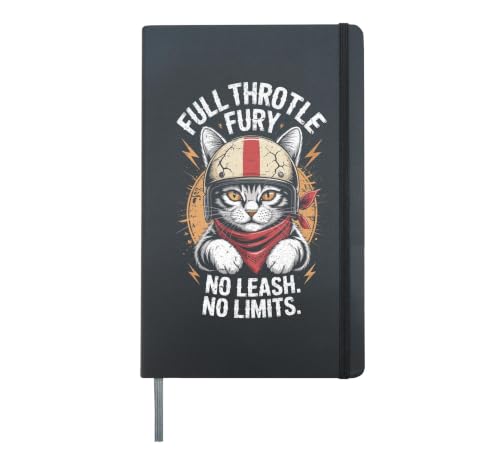 Fury Biker Cat No Limits Funny Cat and Gike lovers Hardcover Journal, Black