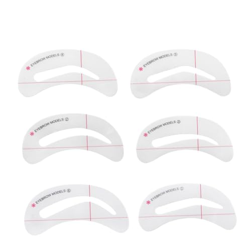 WOONEKY Eyebrow Stencil Templates 6Pcs Reusable Eyebrow Grooming Kit with 3 Style Options for Precise Makeup and Diy Eye Brow Shaping