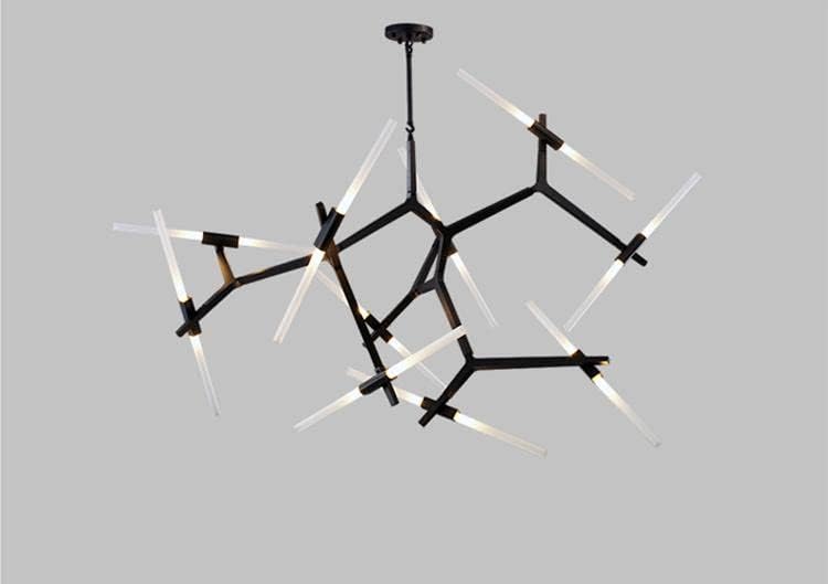 Miniatura 5 de Candelabro industrial moderno de metal de vidrio LED de rama, lámpara colgante, lámpara de techo para sala de estar, comedor (20 luces negras)