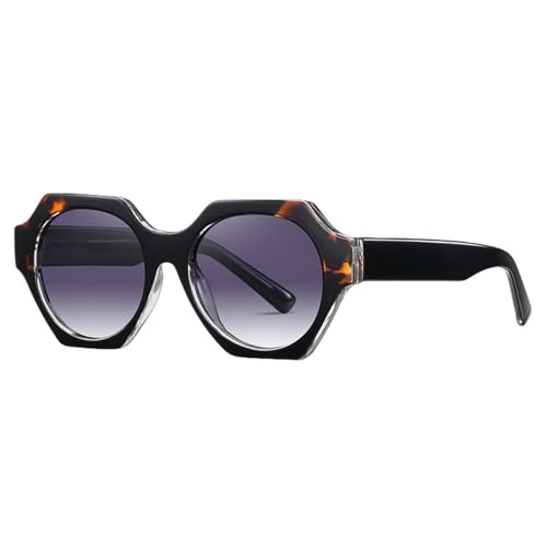 Lunettes de soleil pour hommes Uv400 rétro en acétate forme polygone