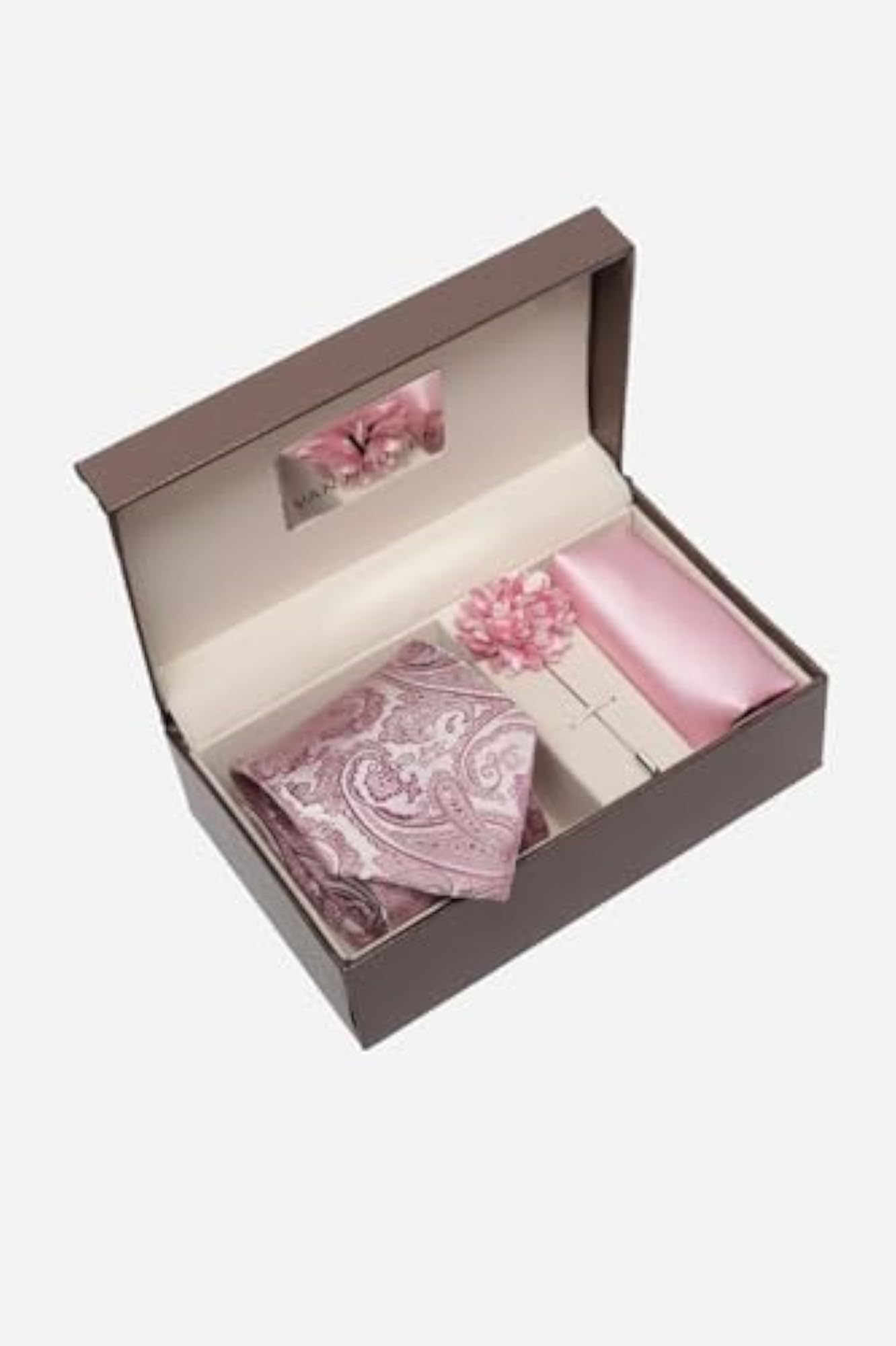 Men's Pink Party Tie, Pocket Square & Lapel Pin Set