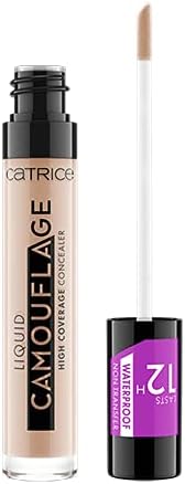 Catrice Liquid Camouflage High Coverage Concealer, Concealer, 12 Hours, No. 010 Porcellain, Nude, for Combination Skin, Long-Lasting, Oil-, Waterproof, Alcohol-, Pack of 3 (3 x 5 ml)