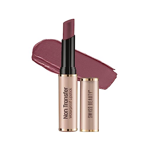 Image of Swiss Beauty Non-Transfer Waterproof Lipstick with Jojoba Seed Oil | Matte Finish | Long-Lasting | Highly Pigmented | Shade- Mellow Drama, 3gm