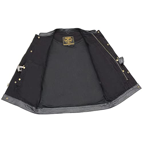 Men's SOA Leather Trimmed Denim Vest Concealed Snap w/Hidden Zipper w/ 2 Inside Gun Pockets (X-Large)3