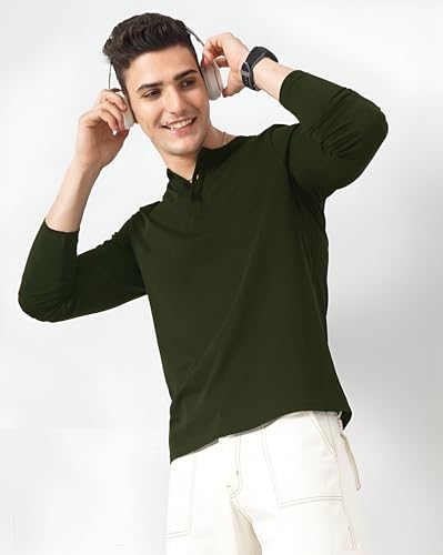 Image of LAZYCHUNKS Luxury Men's Full Sleeve Henley T-Shirt - Soft, Breathable, Stylish (Men's Henley T-Shirt), Great for Party and Casual wear