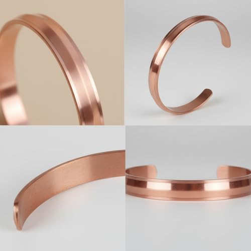 Pure Copper Bracelet for Men & Women Solid Cuff Bangle Adjustable - image 5