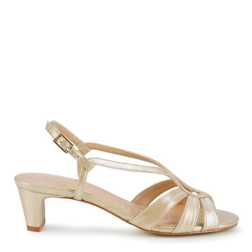 Ros Hommerson Women's, Leandra Sandal, 8 Narrow, Gold Glitter Leather2