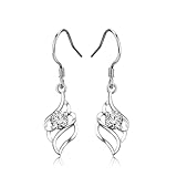 Pendientes de circonita cúbica para mujer, aretes colgantes simples chapados en plata y oro blanco, joyería clásica de orejas