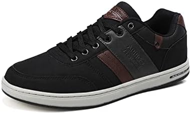 ASTERO Sneakers for Mens Casual Shoes Fashion Sneakers Non-Slip Low Top PU Leather Walking Shoes (Black, Size_10)