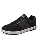 ASTERO Sneakers for Mens Casual Shoes Fashion Sneakers Non-Slip Low Top PU Leather Walking Shoes (Bl