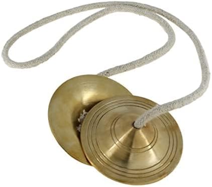 EXPORT STOREMusic Manjeera For Pooja Kirtan Worship kartal instrument-Hand Cymbals Manjira Pair Indian Tranditional Music Instrument (Original Brass) 3