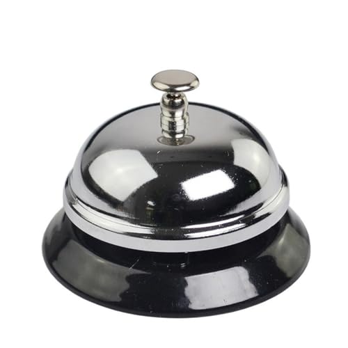 Operitacx Campanello da Tavolo in Metallo Argento Campana Chiamata Servizio per Reception Ristorante e Bar Campanella Leggera e Facile da Usare Segnale Chiaro e Forte