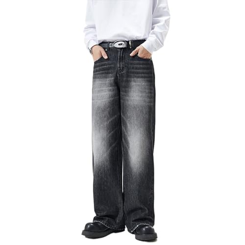 Baggy Hip Hop Jeans for Men Baggy Straight Leg Long Denim Pants Vintage Loose Fit Classic Trousers