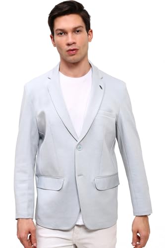 Image of SHOWOFFFF Men Solid Single Breasted Formal Blazer | Notched Lapel Full Sleeves Cotton Blazer for Mens | Slim Fit Regular Length Blazer for Men's