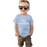 Big Brother Shirt für Baby Boy Little for Big Großer Bruder T-Shirt Kind Sommer Kurzarm Top Locker Baumwolle Tee(Blau,4-5Jahre)