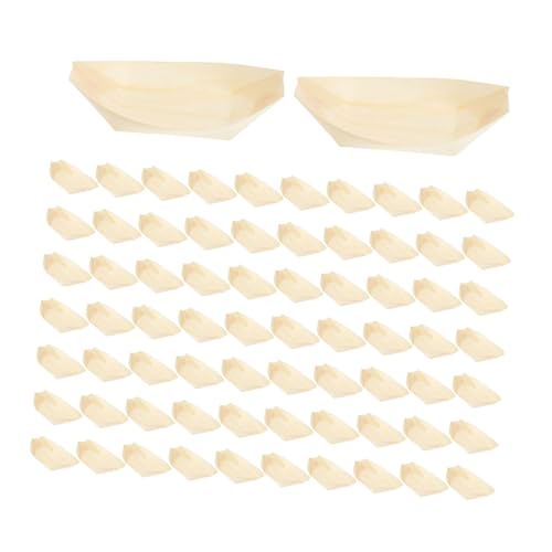 100 platos desechables para sushi de madera sintética miniatura 1
