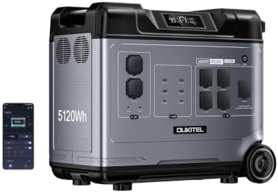 OUKITEL P5000 PLUS 3600W Tragbare Powerstation 5120Wh Solargenerator | 5×3600W AC (7200W Spitze), LiFePO₄-Akku, 1.2 Std Schnellladung, mit APP,<10ms USV, für Camping und Stromausfä