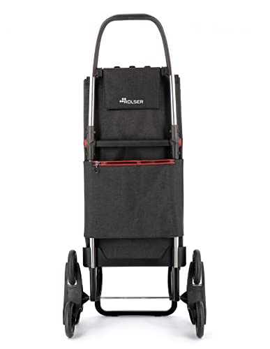 Klappbarer Einkaufsroller Rolser Wallaby Tweed 6 Räder Treppensteiger - Schwarz – Bild 5