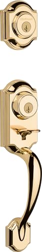 Kwikset Montara Front Door Lock Handle and Deadbolt Set, Entry Handleset Exterior with Interior Door Knob, Polished Brass, Pick Resistant SmartKey Rekey Deadbolt Security - image 3