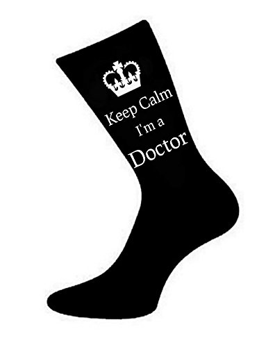 Mens Black Keep Calm i'm a Doctor Socks