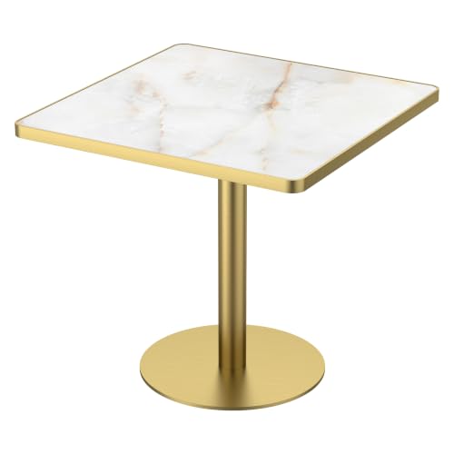 31.5 Inch Modern Side Table, Elegant Snow Mountain Stone Top