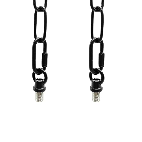 ECUDIS 1/8-IP Lighting Loops with Link Buckle Connectors for Light Fixture Chandelier Chain Extension, Pack of 2, Black