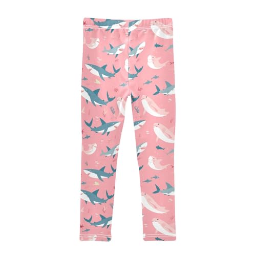KLL Shark Pink Background Toddler Baby Girl Basic Leggings Comfortable Full Length Leg Yoga Pants Gym2